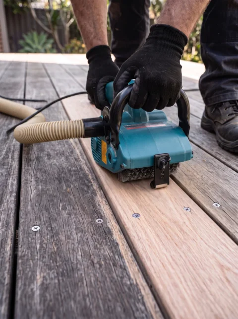 Nylon brush deck sanding