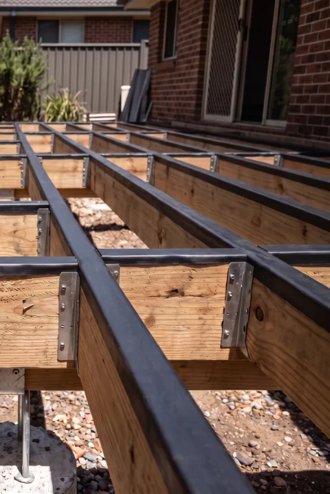 Waterproof joist tape over the top of the new framing